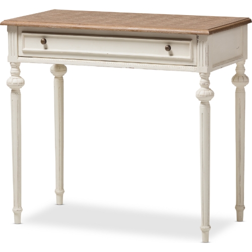 Marquetterie Desk in Weathered Oak & White Wash Wood